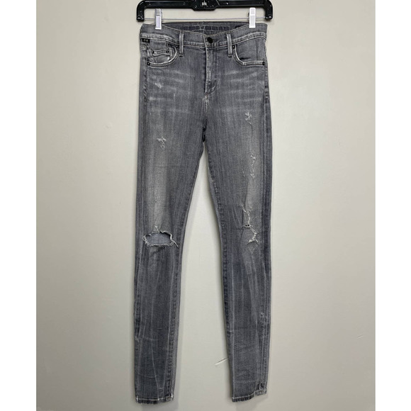 Citizens Of Humanity Denim - Citizen's of Humanity Distressed Rocket High Rise Skinny Jeans Gray 26